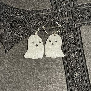 Pearl white ghost ear dangles!